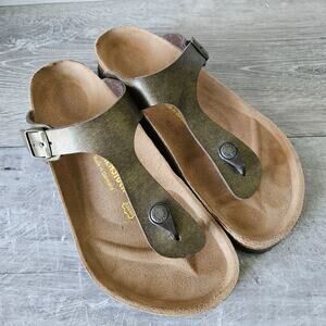 Birkenstock Gizeh Size 39 EU Bronze Metallic Leather Cork Thong Sandals Germany